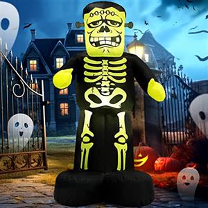 Danxilu 213CM Decorazione di Halloween Gigante da Gonfiabile Frankenstein per Esterni Motivo Scheletro Decorazione Gonfiabile Frankenstein Verde con Luci a LED per Interni Esterni Cortile Prato