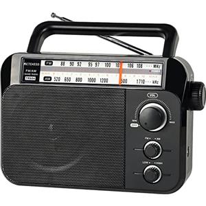 Retekess TR604 Radio Portatile,Radio FM Portatile, Transistor FM AM,a Corrente,con Batteria e Cavo,Grande Display,Grandi Altoparlanti,Jack Per Cuffie,per Anziani(Nero)