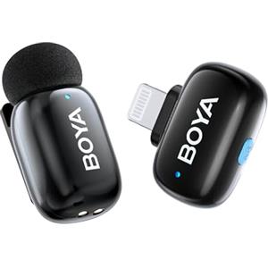 BOYA Boyamini Microfono Lavalier Wireless per iPhone/iPad, Ultra mini microfono con commutazione vocale AI, riduzione del rumore e custodia di ricarica, clip in metallo su TikTok Content Creators