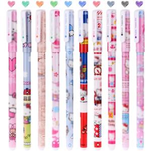 OFFCUP Penne Gel Colorate, 10Pcs penne a inchiostro gel colorato, Set Cancelleria Scuola, Penna a Sfera per Colorare Libri da Disegno, Scrittura, Graffitti, Libri da schizzi, Diario Decorazione