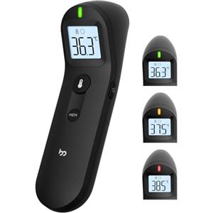 femometer family Termometro per la febbre senza contatto, termometro digitale frontale, termometro a infrarossi con lettura immediata e precisa per neonati e adulti, allarme febbre (nero)