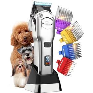 oneisall Tosatrice per cani professionale, senza fili/ricaricabile, con pettini in metallo staccabili, a basso rumore, resistenti, per capelli spessi/ricci/fini/ondulati