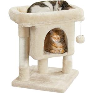 Yaheetech Tiragraffi Albero per Gatti 59 cm con Posatoio Grande Graffiatoio per Gatti 40,5 x 40,5 x 59 cm Beige