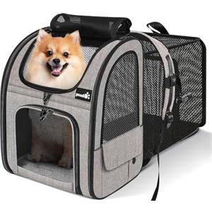 Pecute Zaino Porta Cani Grande Sia per Cani di Piccola Taglia Che per Gatti, Cuccia Portatile/Trasportino Estraibile Indicato per Viaggi Sia Lunghi Che Corti, Carico Massimo 10 kg,Cachi