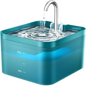 PawPoll Fontanella per Gatti, 2,2L Fontana per Gatti, Ultra Silenzioso, Facile da Pulire, Fontanella Gatto con LED e Filtro a Carbone Attivo, Adatto a Più Animali Domestici, Verde