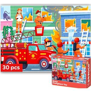 QUOKKA Puzzle per Bambini da 3 a 5 anni - Puzzle 30 Pezzi Bambini Piccoli 2 a 4 anni - Puzzle Educativi Vigilesse del Fuoco per Bambini 4 a 6 anni - Giocattoli Educativi Regalo per Ragazzi e Ragazze