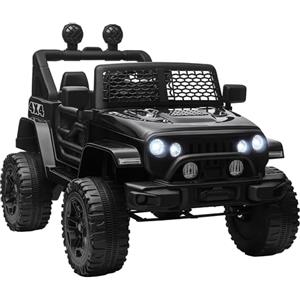 HOMCOM Macchina Elettrica per Bambini 3-6 Anni da 12V con Telecomando e Guida Manuale, Doppio Motore, Fari e Clacson, 100x64.2x71 cm, Nero