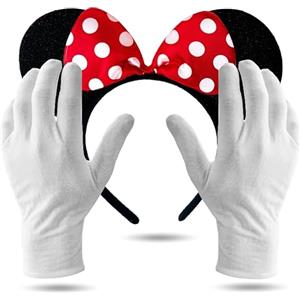 Costumed Set di 2 orecchie Minnie Mouse - Costume con guanti e orecchie da topo da donna per carnevale e carnevale