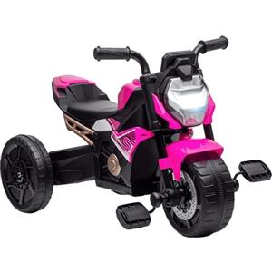 AIYAPLAY Triciclo per Bambini 18-36 Mesi Design 3 in 1 con Fari, Musica e Clacson, Triciclo Giocattolo Cavalcabile in Stile Motociclistico in PP e Metallo, 75x43x47 cm, Rosa