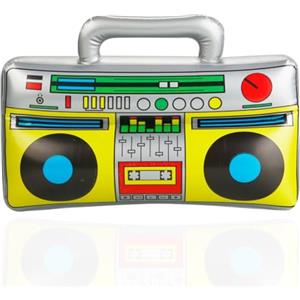 FASCHINFEVER Gonfiabile 80 90 Ghetto Blaster ca. 45 x 42 cm Hip Hop Radio Walkman - Carnevale & Carnevale - Accessori per feste costume bagno pulsante Assi Retro