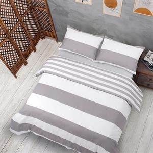 Vency Copripiumino Matrimoniale 240x220 3-Pezzi Grigio & Bianco - OEKO-TEX 80% Cotone & 20% Poliestere, 1x Copripiumino con Cerniera + 2x federa con chiusura a busta 50x80 cm, Modello Still