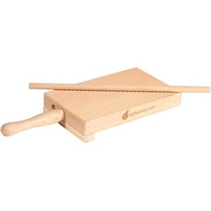 Tagliapasta Rigagnocchi in legno o Tagliere riga garganelli e gnocchi con Fermo e piccolo Mattarello - 18x26 cm