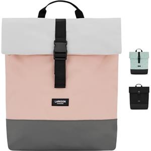 LARKSON Zaino Donna Uomo Rosa Grigio - Tammo - Borsa per PC Portale, Lavoro, Università e Viaggio - Rolltop Leggero - Impermeabile