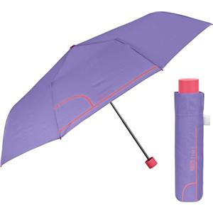 PERLETTI Ombrello Pieghevole Apertura Manuale Donna Uomo - Ombrello Antivento Piccolo da Borsa Viaggio Resistente Leggero - Ombrello Mini Compatto Tinta Unita - Diametro 98 cm (Rosso Ibisco)