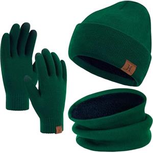 Bequemer Laden Invernali Cappello Sciarpa e Guanti Touch Screen, Berretto in Maglia Scaldacollo e Guanti con Fodera in Pile per Uomo Donna