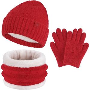 ZASFOU Bambini Cappello Invernale Sciarpa Guanti Set Microfibra Berretto Cappelli in Maglia Scaldacollo Guanto per 4 5 6 7 8 Anni Ragazzo Ragazza Regalo