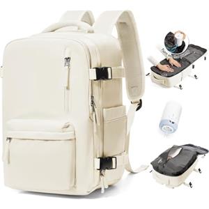 BJLFS Zaino Ryanair 40x30x20 Sottovuoto con Pompa Zaino da Viaggio Ryanair 40x20x25 Borse da Cabina per Wizzair Bagaglio a mano Easyjet 45x36x20 Sottovuoto Zaino Casual per Laptop beige