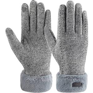 ZASFOU Guanti invernali da donna, con rivestimento in pile termico, spessi e caldi,Grigio,M