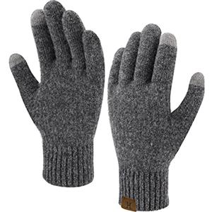 Bequemer Laden Donna Invernale Termici Touch Screen Guanti in Maglia con Elastici Polsini, Grigio Scuro