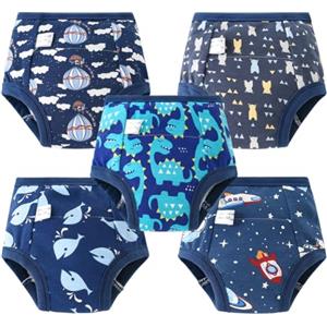 Aolso Cotone Mutandine di Apprendimento per Bambino,5PCS Pantaloni da Vasino,Pannolini Lavabili Riutilizzabile Copripannolino Neonato,Pannolini-Mongolfiera 100