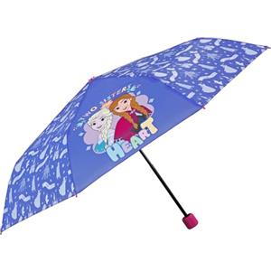 PERLETTI Ombrello Pieghevole Bambina Frozen - Ombrellino Piccolo Bimba Elsa Anna e Olaf - Ombrello Pioggia Piccolo Resistente Antivento Sicuro Manuale Disney - Diametro 91 cm (Indaco)