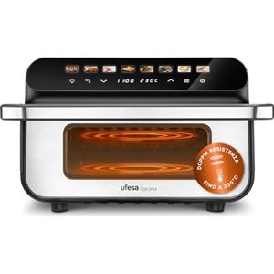 Ufesa Jacana, Friggitrice ad aria doppia resistenza 10 L, Fornetto Elettrico Ventilato Diametro 28 cm, Temperatura Massima 230ºC, Accessorio Griglia Forno, Tecnologia Air Pulse Ultra 360ºC