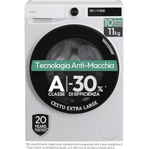 Candy ProWash 500 Lavatrice 11 Kg, Libera Installazione, Carica Frontale, Classe A-30%, 1400 Giri, 16 Programmi, 72 dB, Connessa, Cicli speciali, AxLxP 85x60x68,1 cm, Bianca - BR 411BL9-S