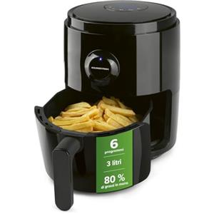 GOURMETmaxx Friggitrice ad aria calda digitale, combinazione di forno ad aria calda, barbecue e friggitrice, timer da 60 minuti, spegnimento automatico, 6 programmi, funzionamento facile, 1400 Watt,