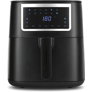 GOURMETmaxx Friggitrice ad aria calda da 6,5 l, friggitrice con touch screen, 9 funzioni, 11 programmi, mini forno, quasi senza olio, accessorio Airfryer lavabile in lavastoviglie