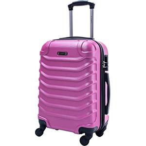 R.Leone Valigia Trolley Bagaglio a mano Rigido Ultraleggero in ABS 4 Ruote Autonome (Rosa, 20267 Valigia 55x38x23cm)