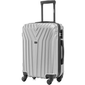R.Leone Valigia EasyJet 45x36x20 cm Trolley Bagaglio a mano in ABS 4 Ruote 9001 (Argento, XS Bagaglio Low cost)