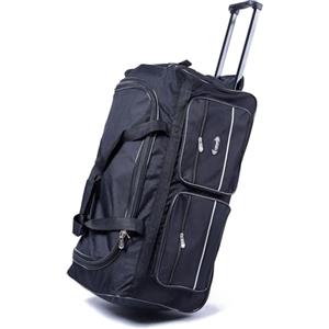 R.Leone TROLLEY BORSONE DA VIAGGIO CON 2 RUOTE RINFORZATE (Nero, 0706 40x40x68cm)