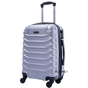 R.Leone Valigia EasyJet 45x36x20 cm Trolley Bagaglio a mano in ABS 4 Ruote (Argento, 2026 Valigia 50x33x19,5 cm)