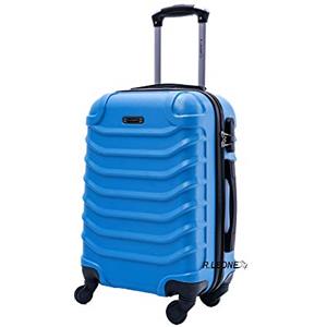 R.Leone Valigia EasyJet 45x36x20 cm Trolley Bagaglio a mano in ABS 4 Ruote (Azzurro, 2026 Valigia 50x33x19,5 cm)