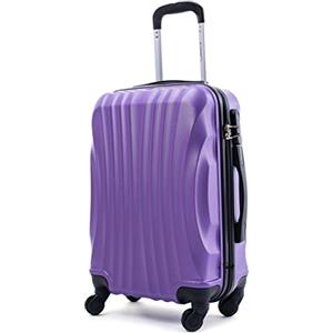 R.Leone 50x35x20 ruota smontabile 45x36x20 cm EasyJet Valigia Trolley Bagaglio a mano in ABS 4 Ruote Rimovibili 20374 (50x35x20 ruota smontato 45x36x20 cm, Viola)