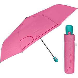 PERLETTI Ombrello Mini Pieghevole Donna - Ombrellino Leggero Compatto Portatile da Borsa Viaggio - Apertura e Chiusura Automatica - Antivento Resistente con Fibra di Vetro - Perletti (Rosa)
