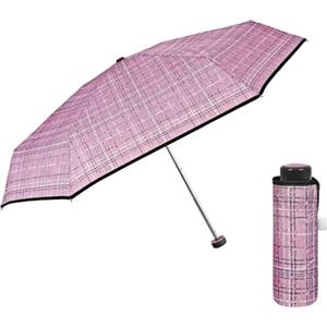 PERLETTI Ombrello Donna Ultra Compatto con Fantasia Militare - Ombrellino Portatile Leggero con Apertura Manuale Resistente - Ombrello Pieghevole Antivento Tondo - Diametro 90 cm (Tweed Rosa)