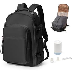 bergsalz Zaino Sottovuoto Viaggio Con Pompa,Zaino Da Viaggio Grande Da Donna Uomo Aereo Bagaglio a Mano Ryanair Con Sottovuoto Incorporato Nero