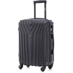 R.Leone Valigia EasyJet 45x36x20 cm Trolley Bagaglio a mano in ABS 4 Ruote 9001 (Nero, XS Bagaglio Low cost)