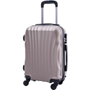 R.Leone Valigia Trolley Bagaglio a mano Rigido Ultraleggero in ABS 4 Ruote Autonome (Oro, 3037 Valigia 50x35x20 cm)