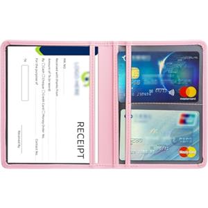 URAQT Porta Tessere, Custodia Carta di Credito per Uomo Donna, Portatessere Porta Patente con 4 Scomparti, Porta Carta D'identità Portafoglio RFID per Viaggi Business(Rosa)