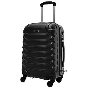 R.Leone Valigia EasyJet 45x36x20 cm Trolley Bagaglio a mano in ABS 4 Ruote (Nero, 2026 Valigia 50x33x19,5 cm)