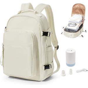 bergsalz Zaino Sottovuoto Viaggio Con Pompa,Zaino Da Viaggio Grande Da Donna Uomo Aereo Bagaglio a Mano Ryanair Con Sottovuoto Incorporato Beige