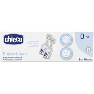 Chicco PhysioClean - Soluzione Salina Isotonica 10 Pezzi da 2 ml per Lavaggi Nasali e Oculari