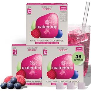 waterdrop MICRODRINK waterdrop® Set Microlyte BERRY, 36 Cubetti per acqua, Sali Minerali: 4 Elettroliti, 9 Vitamine, Magnesio, Electrolytes Drink, insaporitore acqua senza zucchero