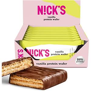 N!CK'S NICKS Barrette di wafer proteico Vaniglia | 25% di proteine | 203 calorie | Barretta proteica al cioccolato low carb, senza zuccheri aggiunti e glutine (9 barrette proteiche x 40g)