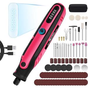 HARDELL Utensili rotanti Multifunzione, 4V Mini Grinder con 5 Velocità Variabile, Mini Trapano Senza Fili, Strumenti Rotanti Multifunzione con 86 accessori per Lucidatura, Levigatura e Fai da te, Rosa