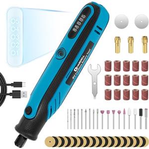 HARDELL Mini Trapano a Batteriacon 5 Velocità, 4V Mini Trapano Elettrico, Ricarica di Tipo C, Utensile Rotante Multifunzione con 69 Accessori per Progetti Artigianali e Creazioni Fai da Te - Blu