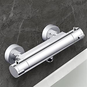 Hausharbor Rubinetto doccia miscelatore termostatico doccia, miscelatore termostatico doccia per bagno doccia cromato, miscelatore doccia termostatico con pulsante di sicurezza 38 °C (Rubinetto doccia)