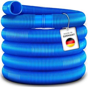tillvex Tubo per piscina, prodotto in Germania, con manicotti, tubo solare di aspirazione, tubo flessibile per acqua, blu, 50 m, 32 mm